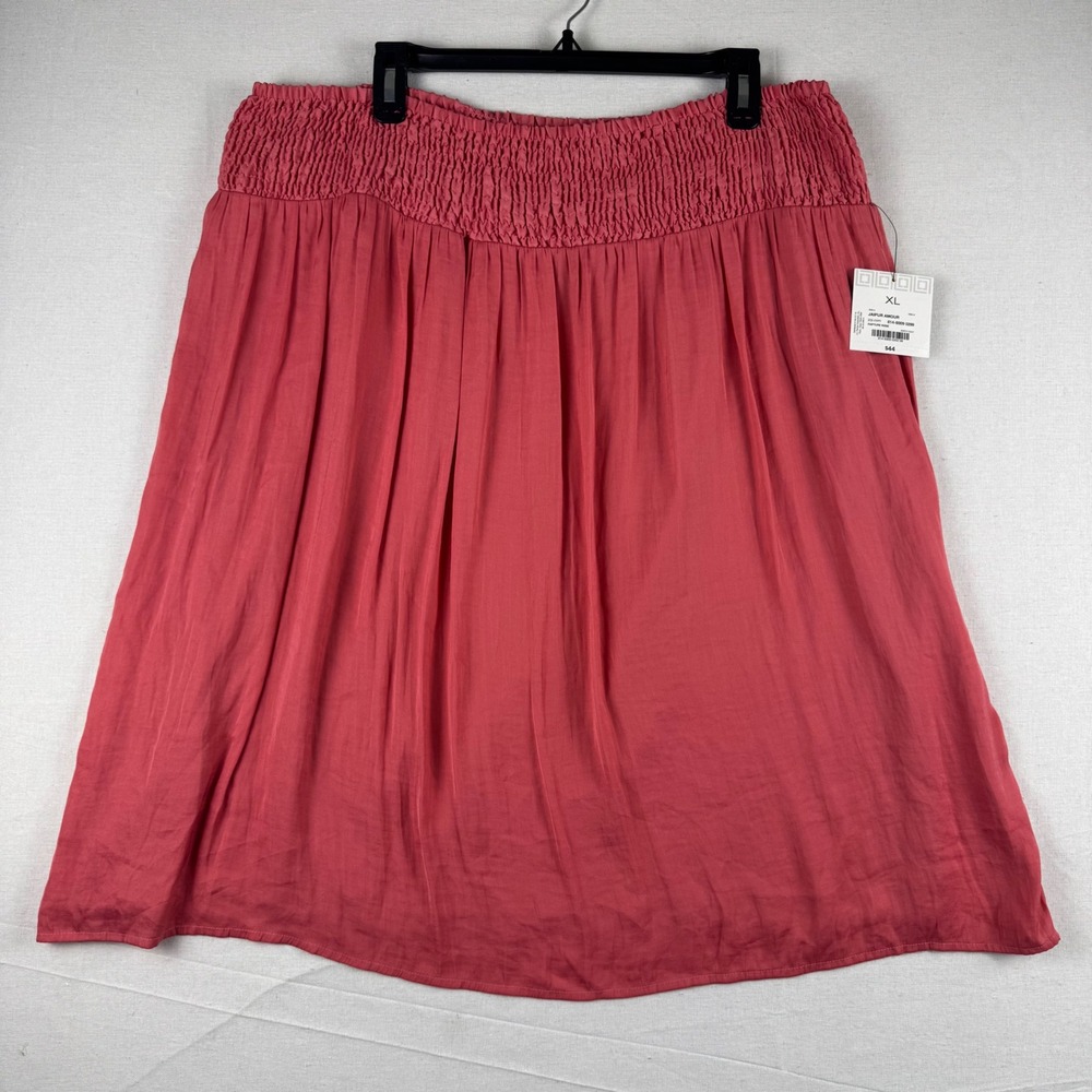 Liz Claiborne Career Jaipur Amour Smocked Waist Skirt Rapture Rose Pink XL NWT